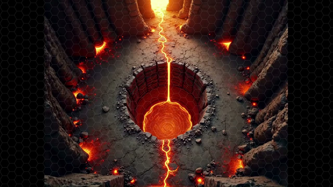DnD compatible animated map _ Concrete Pit Surrounded by Pillars _ hex grid ambiance for VTT