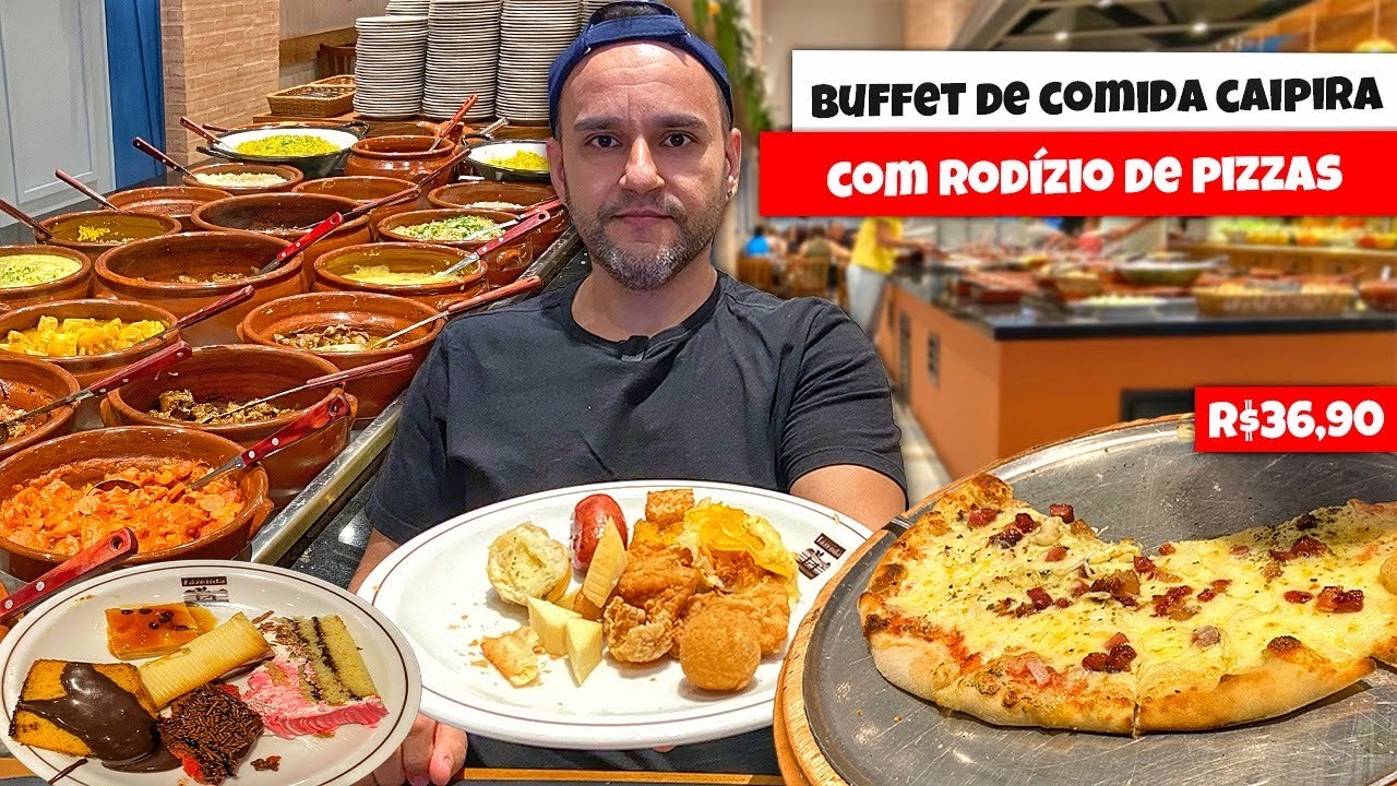 BUFFET DE COMIDA CAIPIRA + RODIZIO DE PIZZAS POR R$36,90 NO NOVO SHOPPING