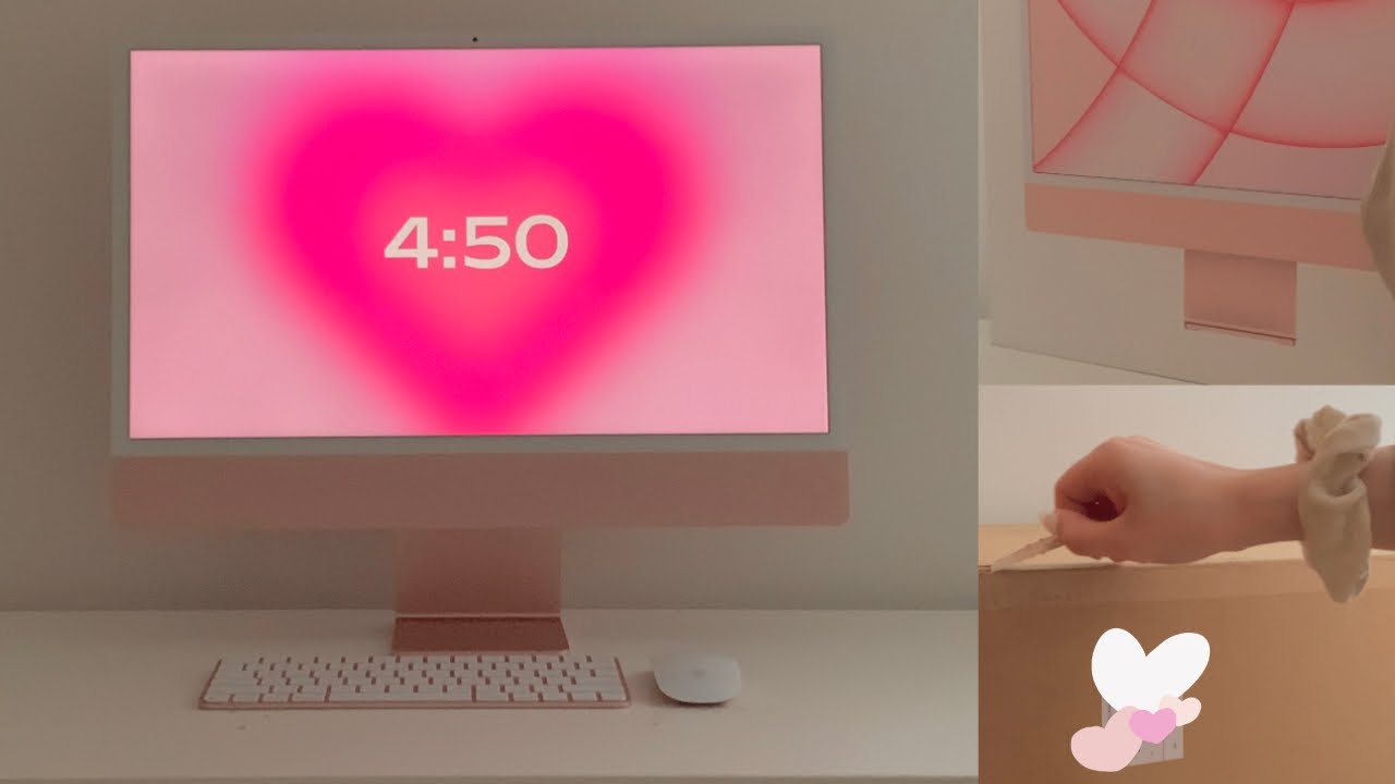 🖥 iMac 24 2021 (Pink) | Unboxing + Customize (Aesthetic) 💕
