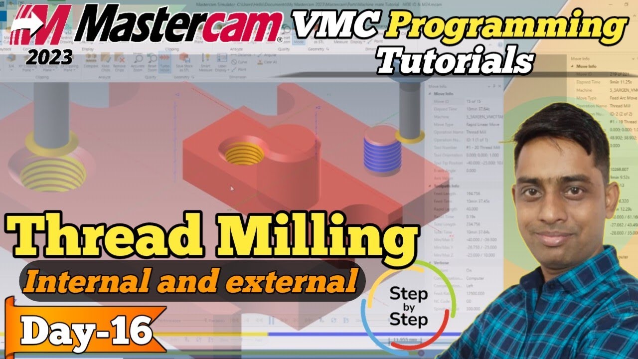 Mastercam 2023: Internal & External Thread Milling Tutorial  (Step-by-Step) #threads #mastercam