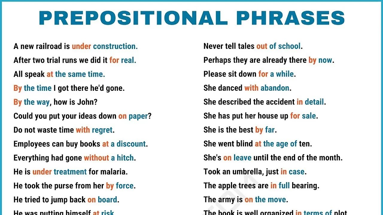 60 Examples of Prepositional Phrases in English