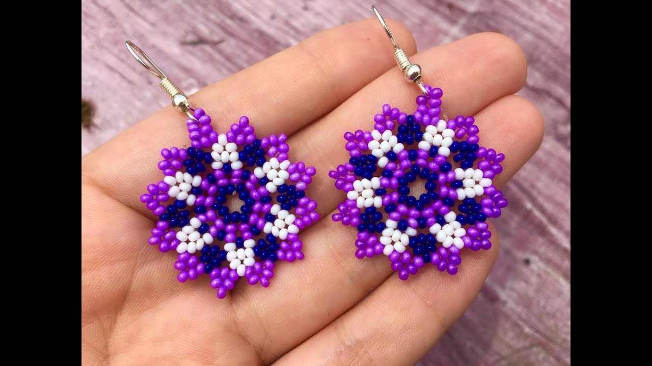 Aretes en Mostacilla/Flor 12 Petalos Sencillos!!