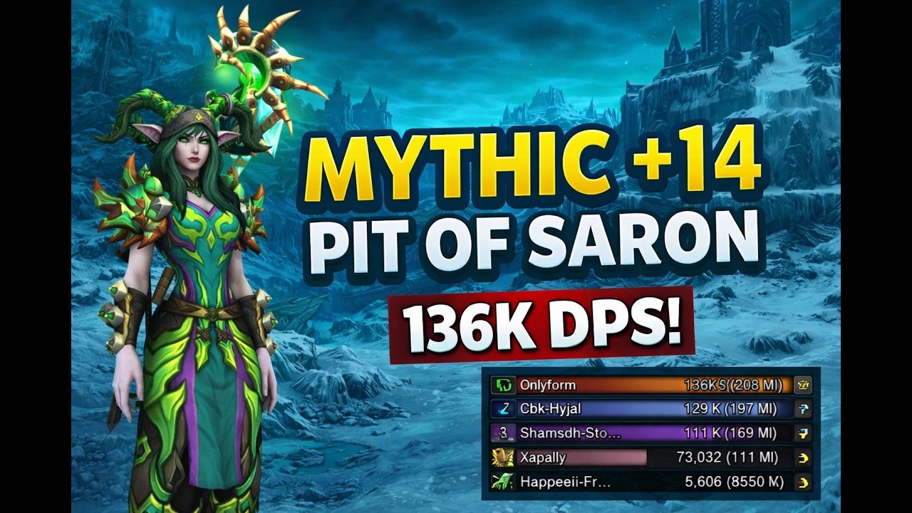 136K DPS Feral Druid in +14 Pit of Saron?! 🐾 (WoW Mythic+)