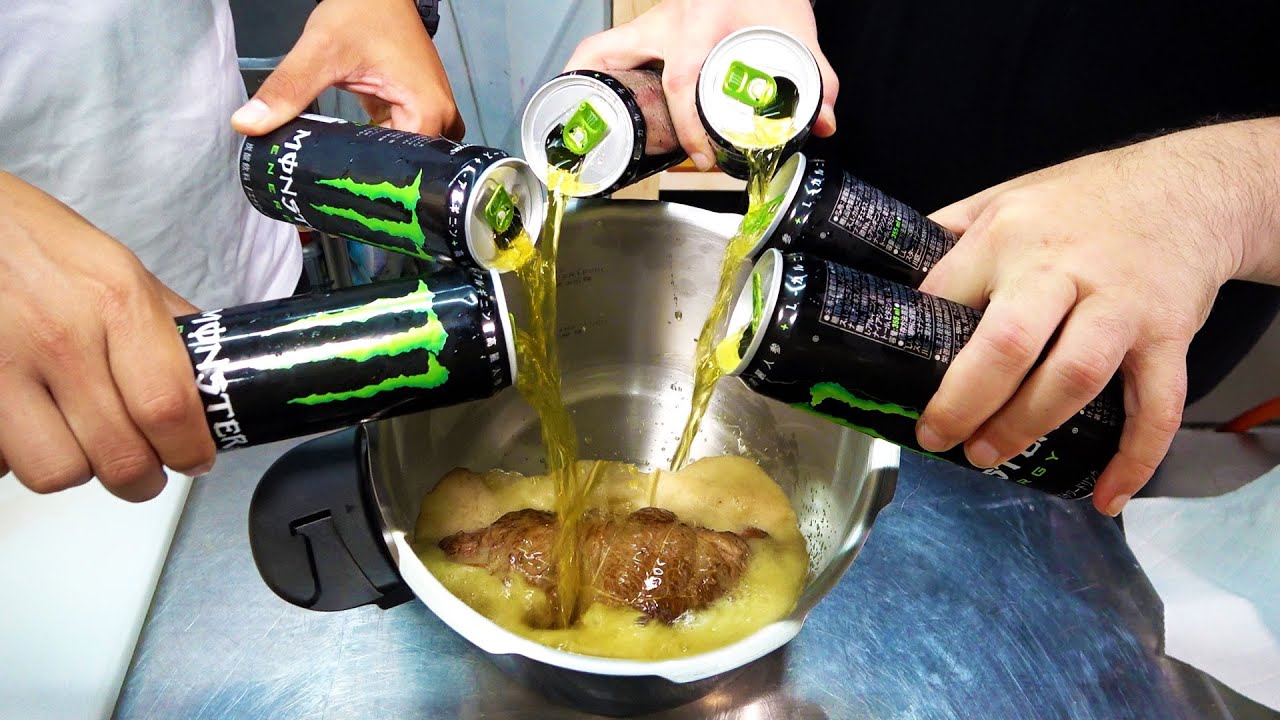【検証】ステーキ肉をモンスターで圧力煮込みすると…？【モンスターエナジー】