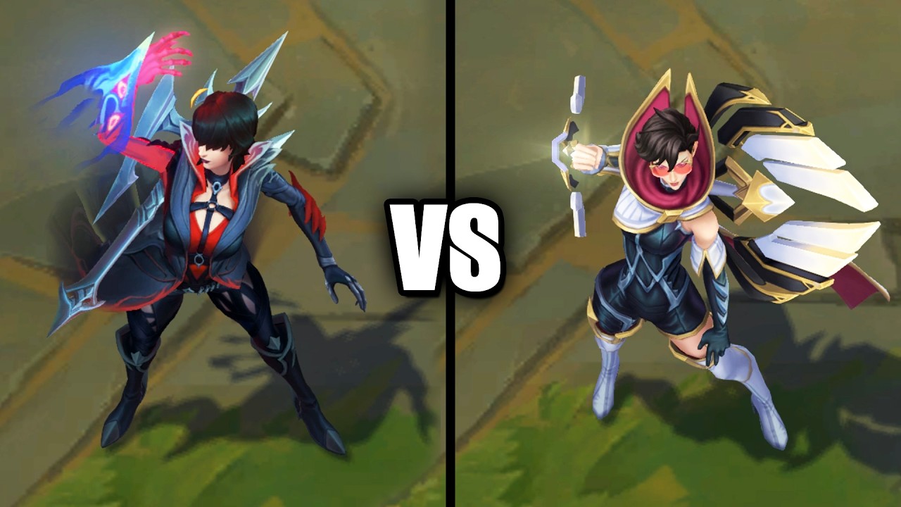 Demoncursed Vayne vs Sentinel Vayne Skins Comparison (League of Legends)