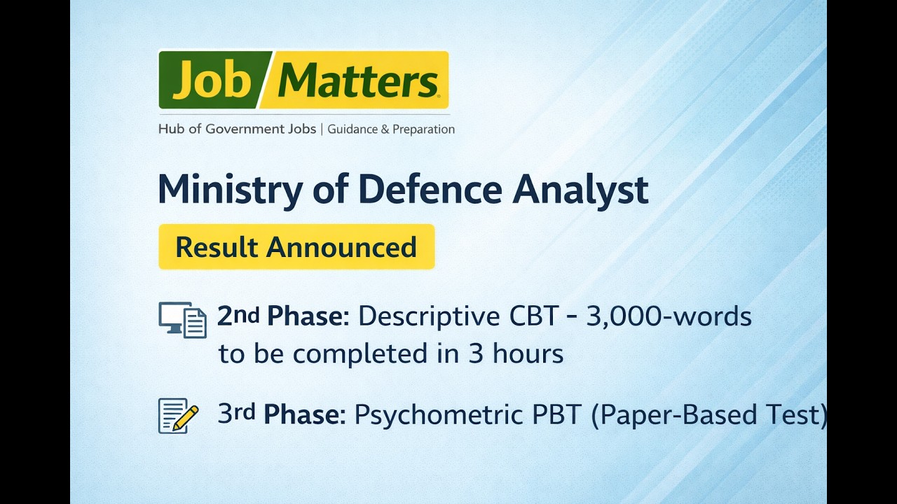 Ministry of Defence Analyst Result 2026 | Next Phases Explained (CBT + PBT)