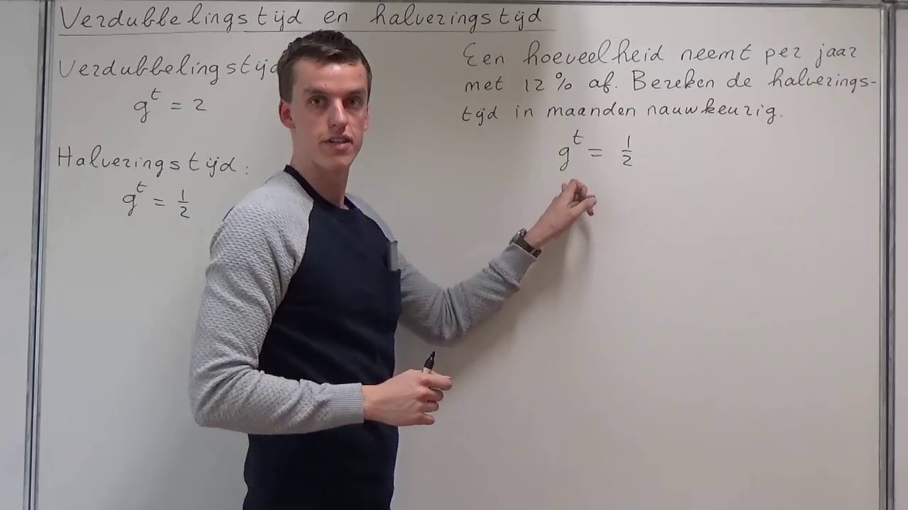 Verdubbelingstijd en halveringstijd (VWO wiskunde A)