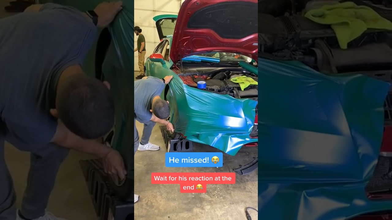 He missed! Vinyl wrap fail!