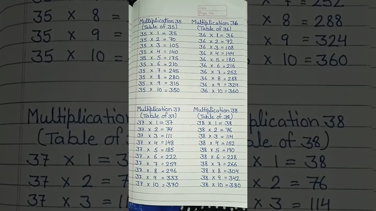 multiplication of 35,36,37, 38 #table #trending #viral  #ytshorts #video #youtubeshorts