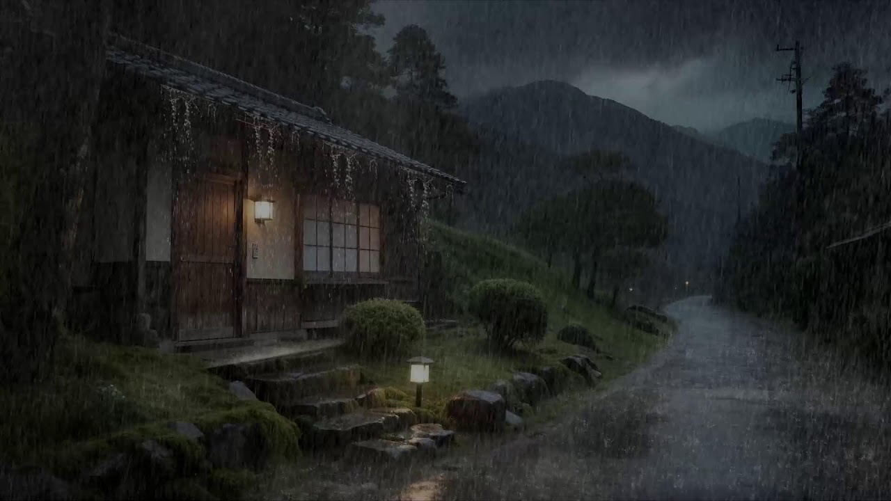 Peaceful Balance 🌧️ Rainfall Over Wooden House for Deep Sleep and Restoration 😴