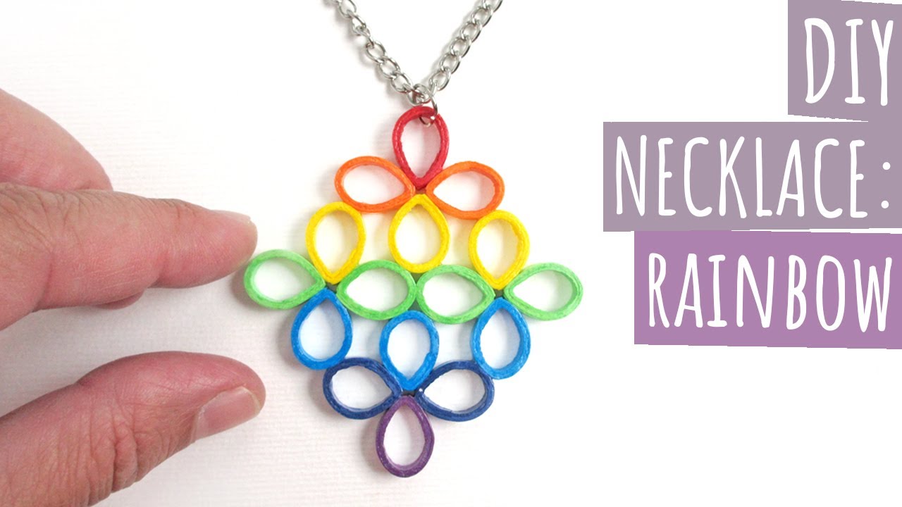 DIY Necklace: Rainbow  | Paper Jewelry, Handmade Necklace | How to make Necklace with Quilling Paper