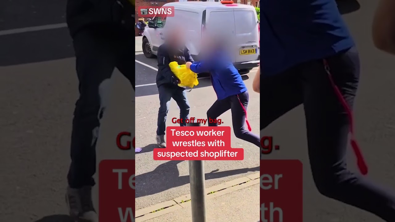 Tesco worker wrestles suspected shoplifter and recovers stolen washing tablets #themirror #news