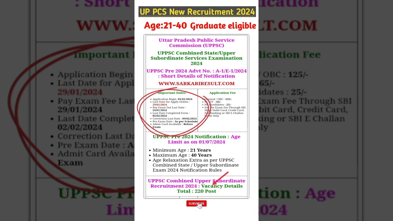🎯UPPSC Notification 2024| UPPSC Pre Exam Date #uppsc #upsc #uppcs