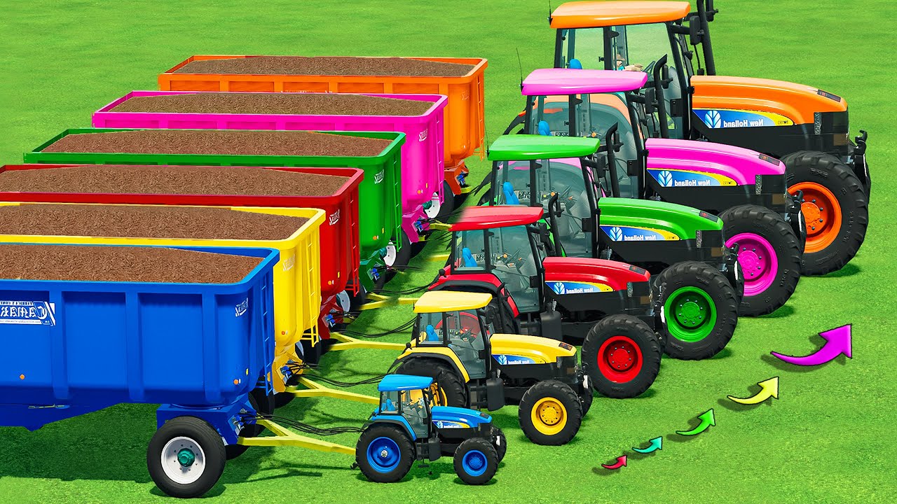 Mini & BIG TRACTOR & TRAILER vs DEEP MUD & WATER - TRACTORS vs PARKOUR! Farming Simulator 22