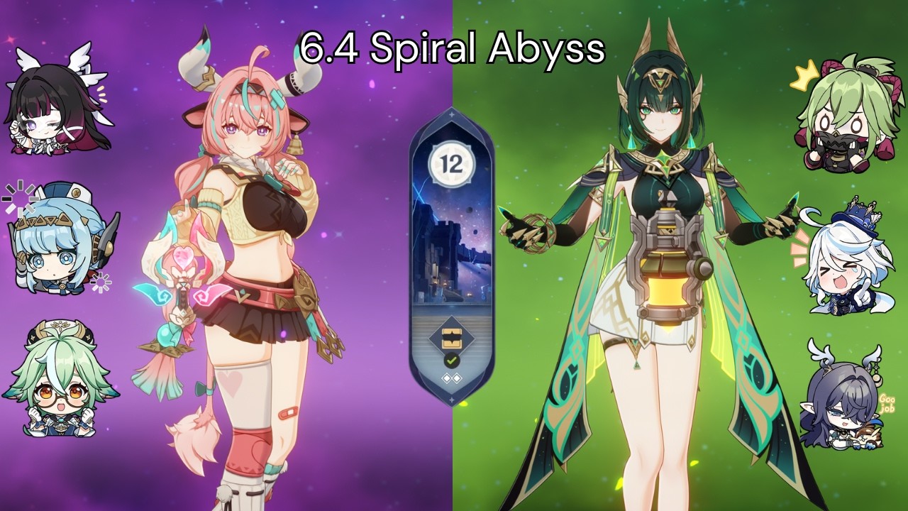 6.4 Spiral Abyss | C0 Varesa Lunar Charged & C0 Nefer Lunar Bloom | Genshin Impact