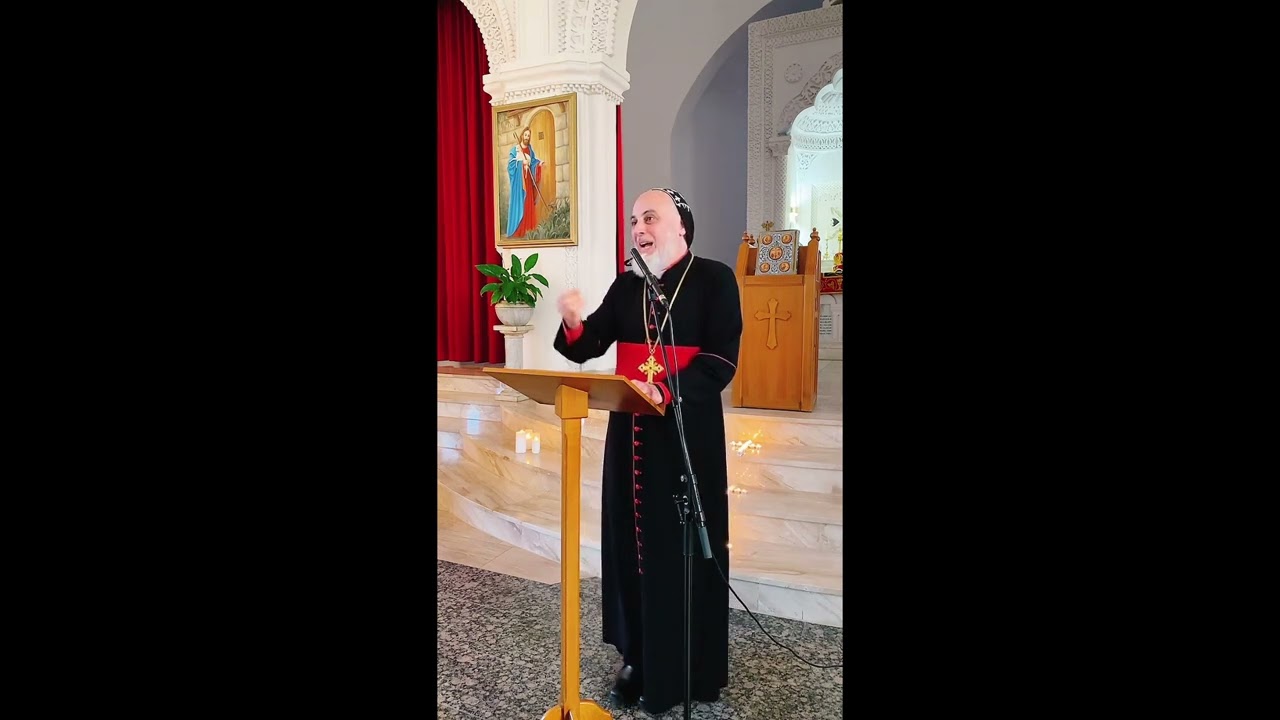 Vortrag S.E. Mor Philoxenus Mattias Nayis über die Versuchung und Nöte in der Malke Kirche Delbrück.