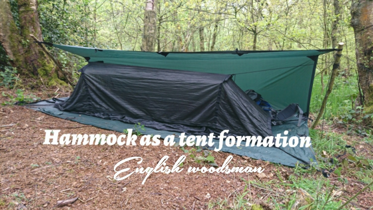 DD hammock setup as a tent formations with DD 3x3 trap as a ground sheet and rain cover