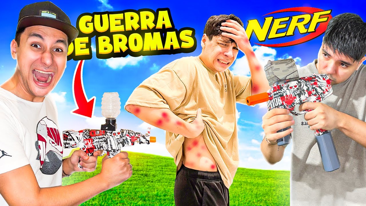 UNA NOCHE de BROMAS con PISTOLAS de HIDROGEL NERF! con YAIR17 y ERKVALDO