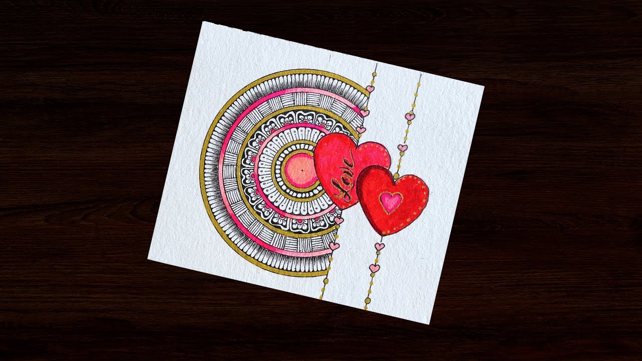 Easy Valentine Mandala Art for Beginners | Heart Mandala Drawing Tutorial