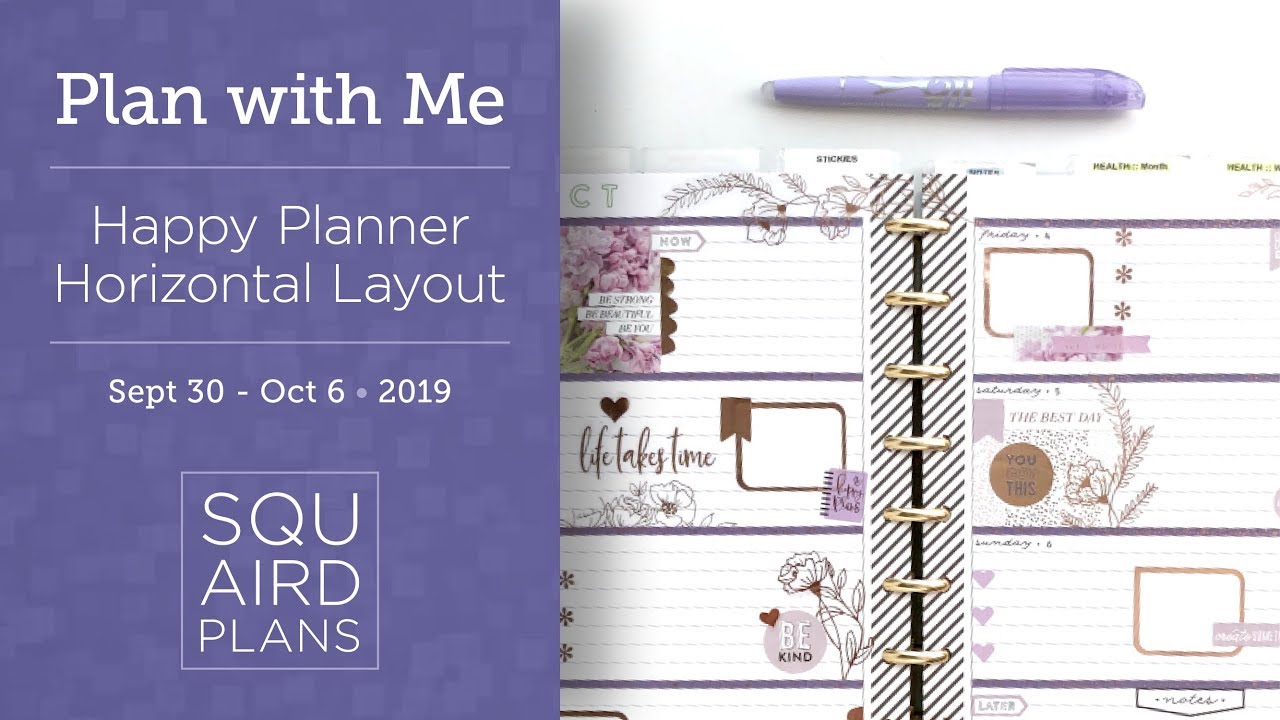 Rose Gold Florals Spread :: Plan with Me :: Happy Planner Horizontal Layout