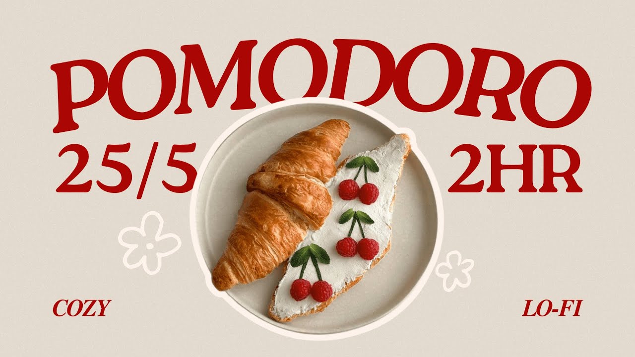 𝟸𝙷𝚁 🍒 𝓬𝓱𝓮𝓻𝓻𝔂 𝓬𝓻𝓸𝓲𝓼𝓼𝓪𝓷𝓽 25/5 pomodoro timer🍒 | cozy jazz lofi music + pink noise | study with me