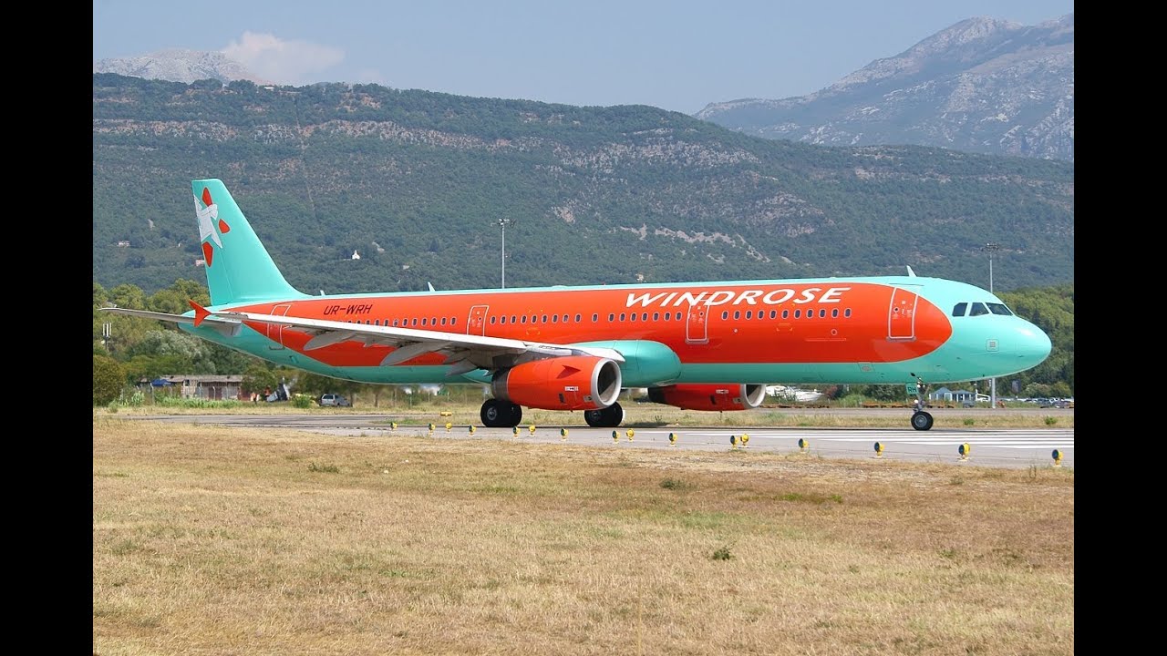 Airbus A321 Windrose Aviation UR-WRH Takes off at Tivat Airport [TIV-LYTV]