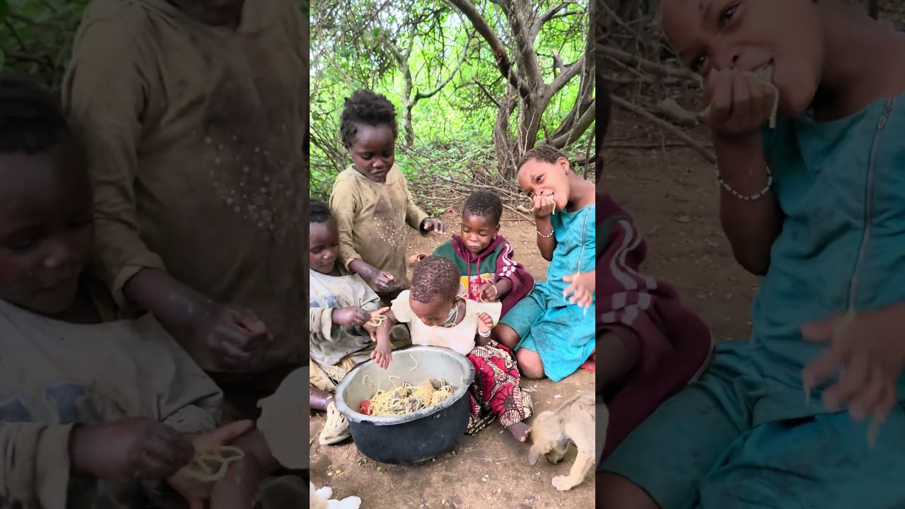 Traditional Hadzabe tribe cooking wild meat in Tanzania.Village food and African culture lifestyle.