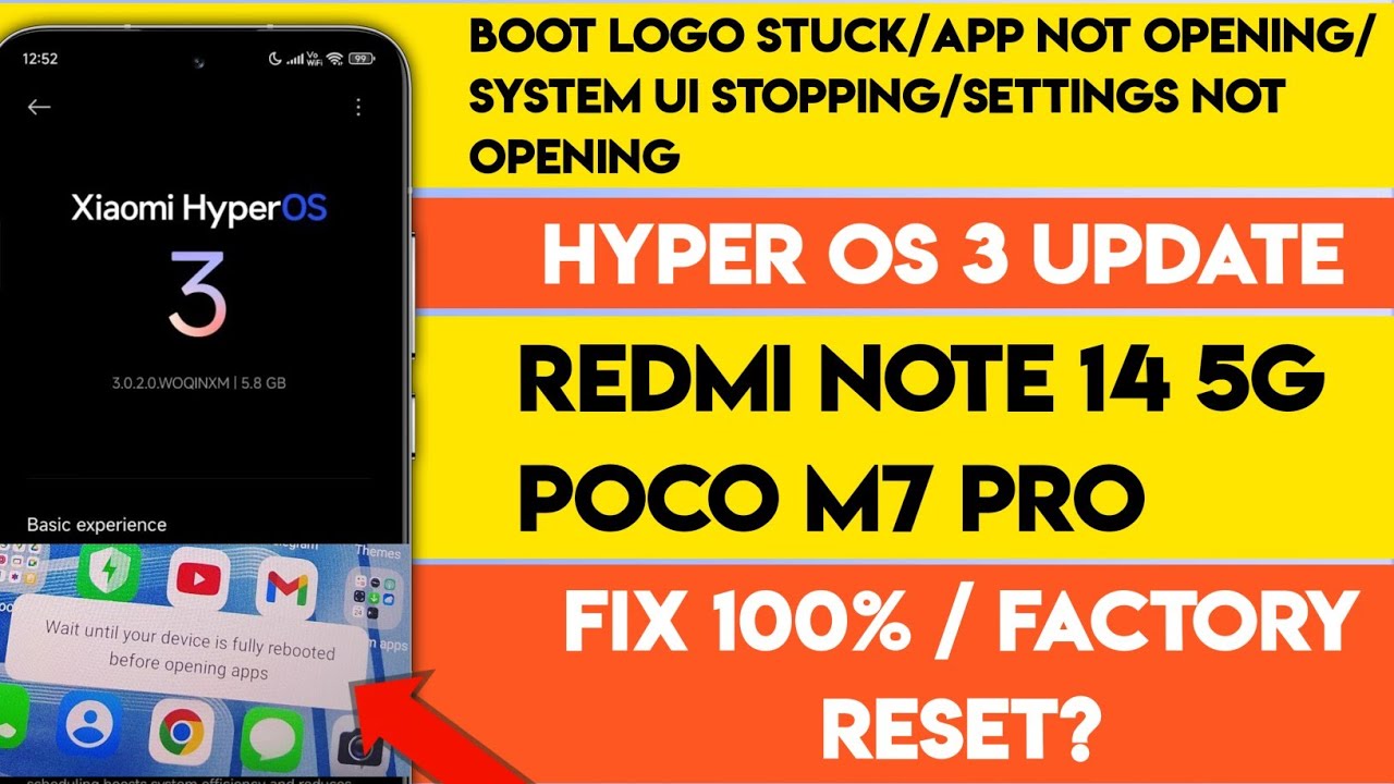 Redmi Note 14 5G HyperOS 3 Update Problem Fix 100% | Redmi Note 14 5G/Poco M7 Pro HyperOS 3 Bug Fix