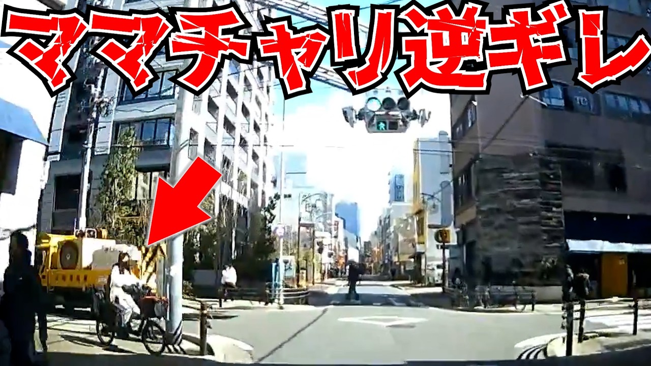 【ドラレコ】自転車信号無視！ママチャリ止まらず急停車この後衝撃/最新日本交通安全危険予知