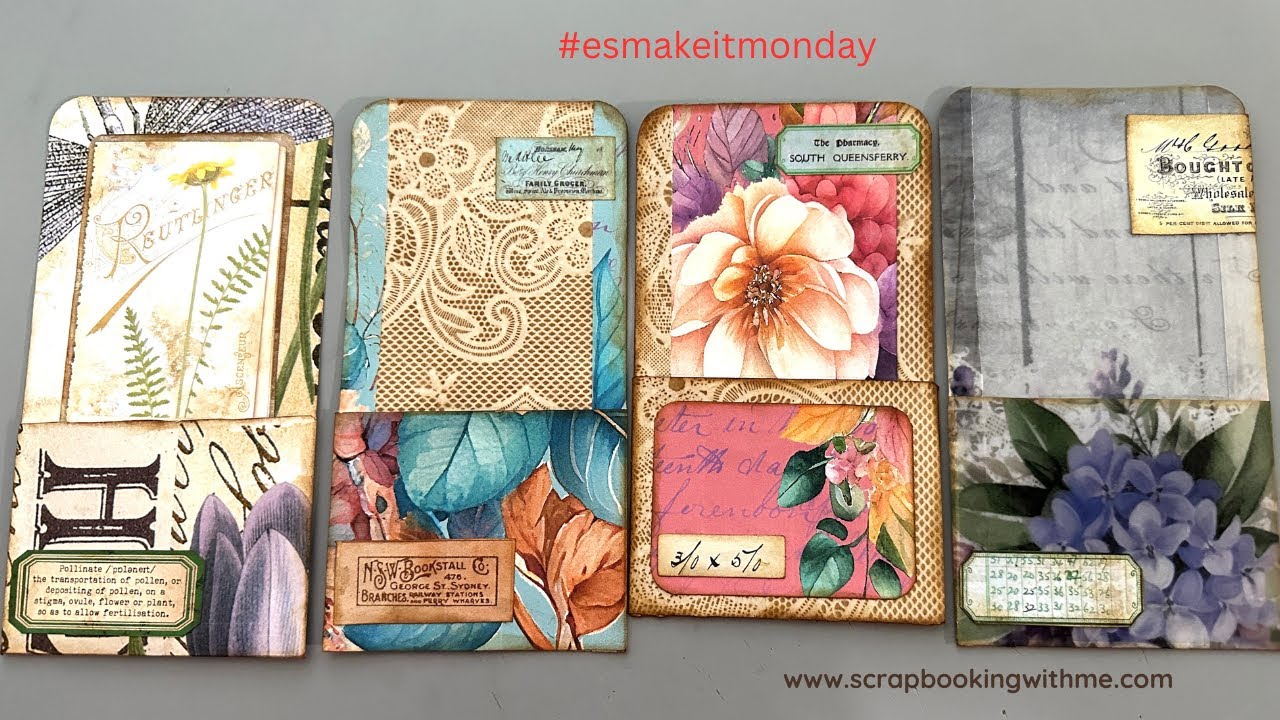 HOW TO MAKE VELLUM LIBRARY CARD POCKETS AND MORE ~ USING SCRAPS ~ #esmakeitmonday