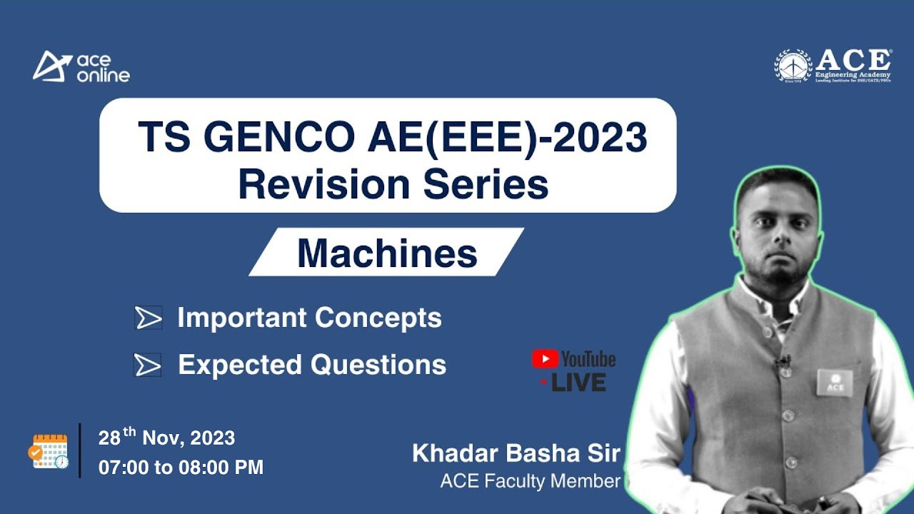 TS GENCO - AE (EEE) Revision Sessions | Machines | Important Concepts & Expected Ques | ACE Online