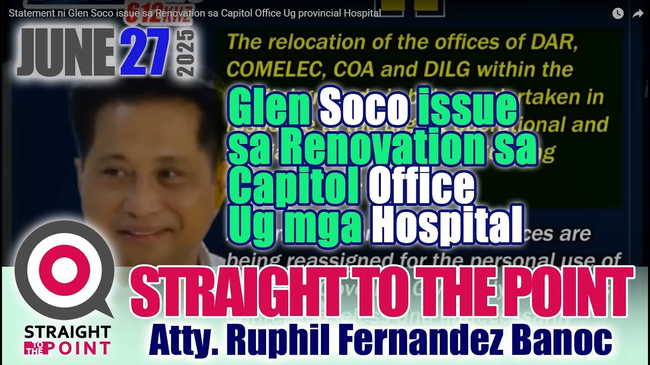 Statement ni Glen Soco  issue sa Renovation sa  Capitol Office Ug  provincial Hospital