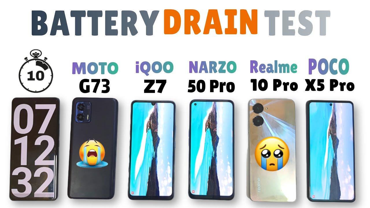 Moto G73 5G vs iQOO Z7 5G vs Narzo 50 Pro 5G vs Realme 10 Pro vs POCO X5 Pro Battery Drain Test!