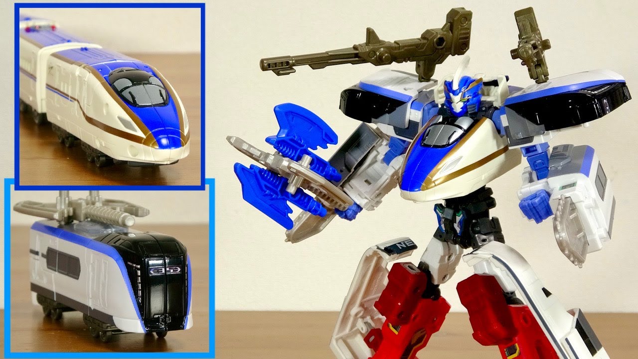 かがやきは超かっこいい！Z合体は強靭ボディー！新幹線変形ロボ シンカリオンZ E7かがやき & ザイライナー E353あずさ 変形組み立てシール貼りレビュー プラレール