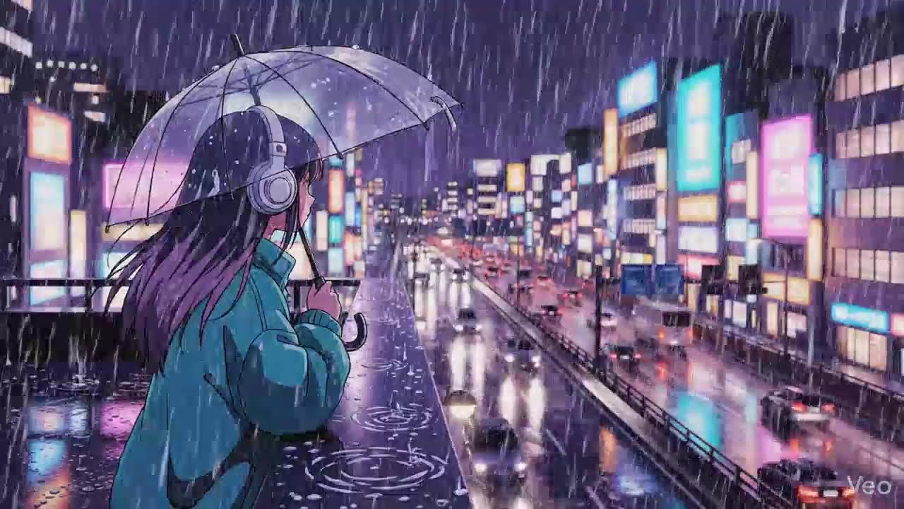 Rainy Night ASMR 🌧️ Neon Japan Lofi Chillhop