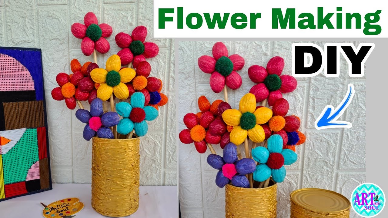 अखरोट के छिलकों से सदाबहार फूल बनाते है | Walnut Sheels Craft Idea | Garden Craft DIY | Part -2