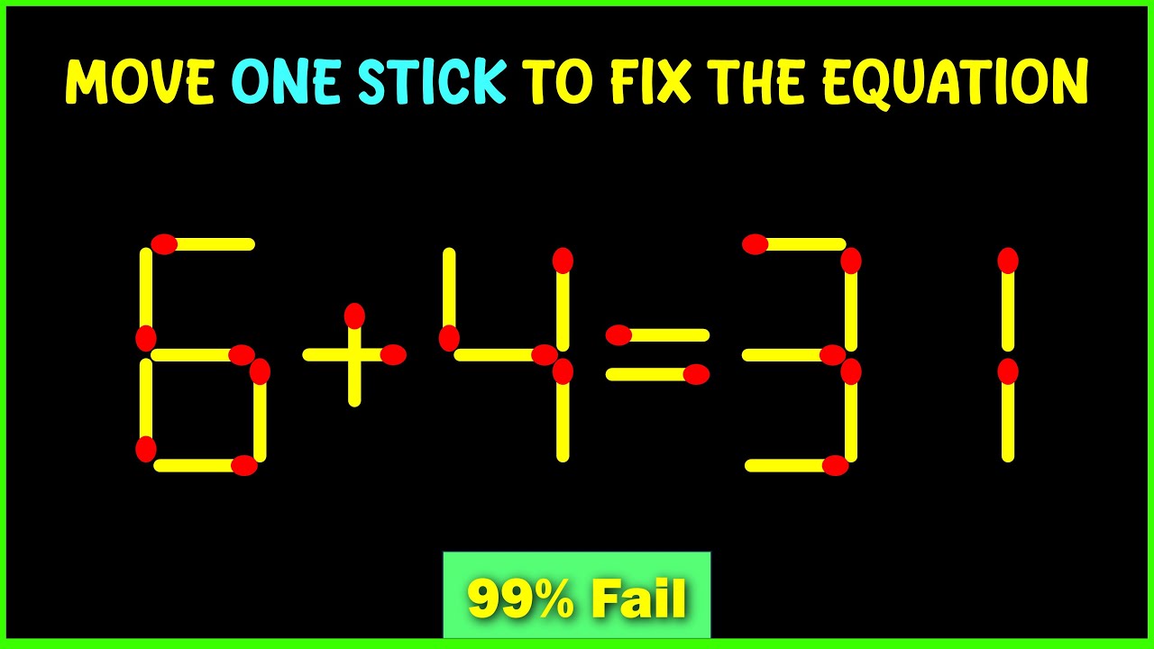 Matchstick Puzzles | Move One Match to Fix the Equation | Matchstick puzzle with answer | Math  game