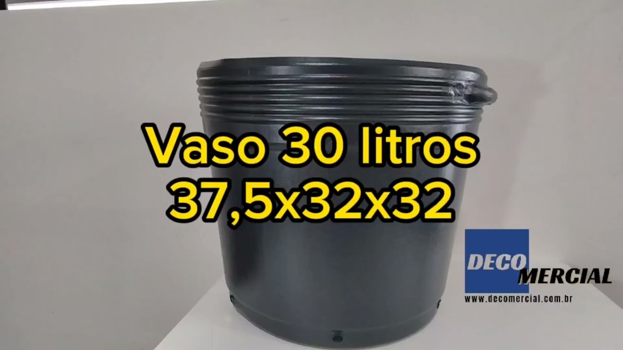 Vaso Pl&aacute;stico 30L para Mudas, Plantas e Flores - Kit 25 Unidades - Cor Preto