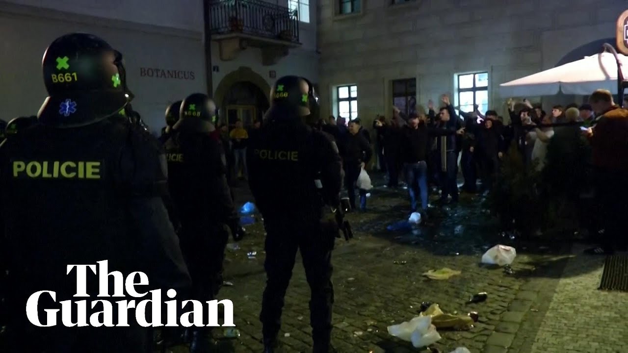 England fans clash with Prague police before defeat to Czech Republic