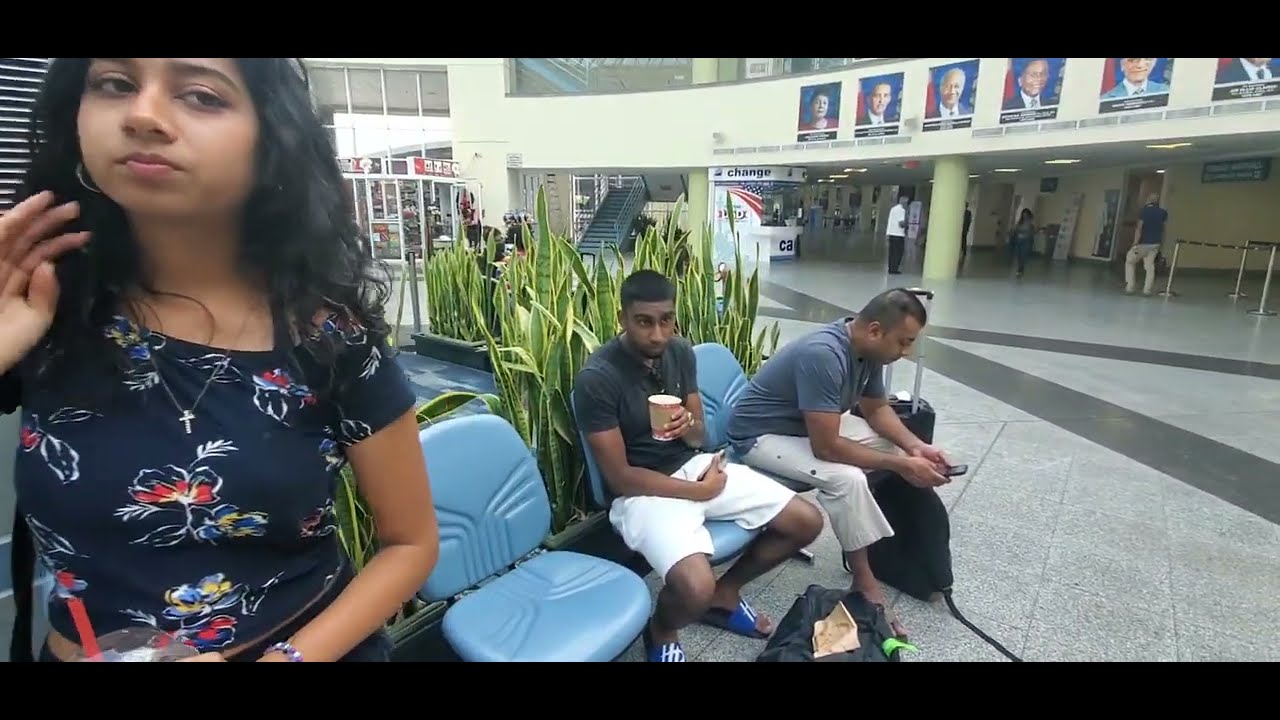 Piarco airport on our way to Tobago with Grandpa Motilal