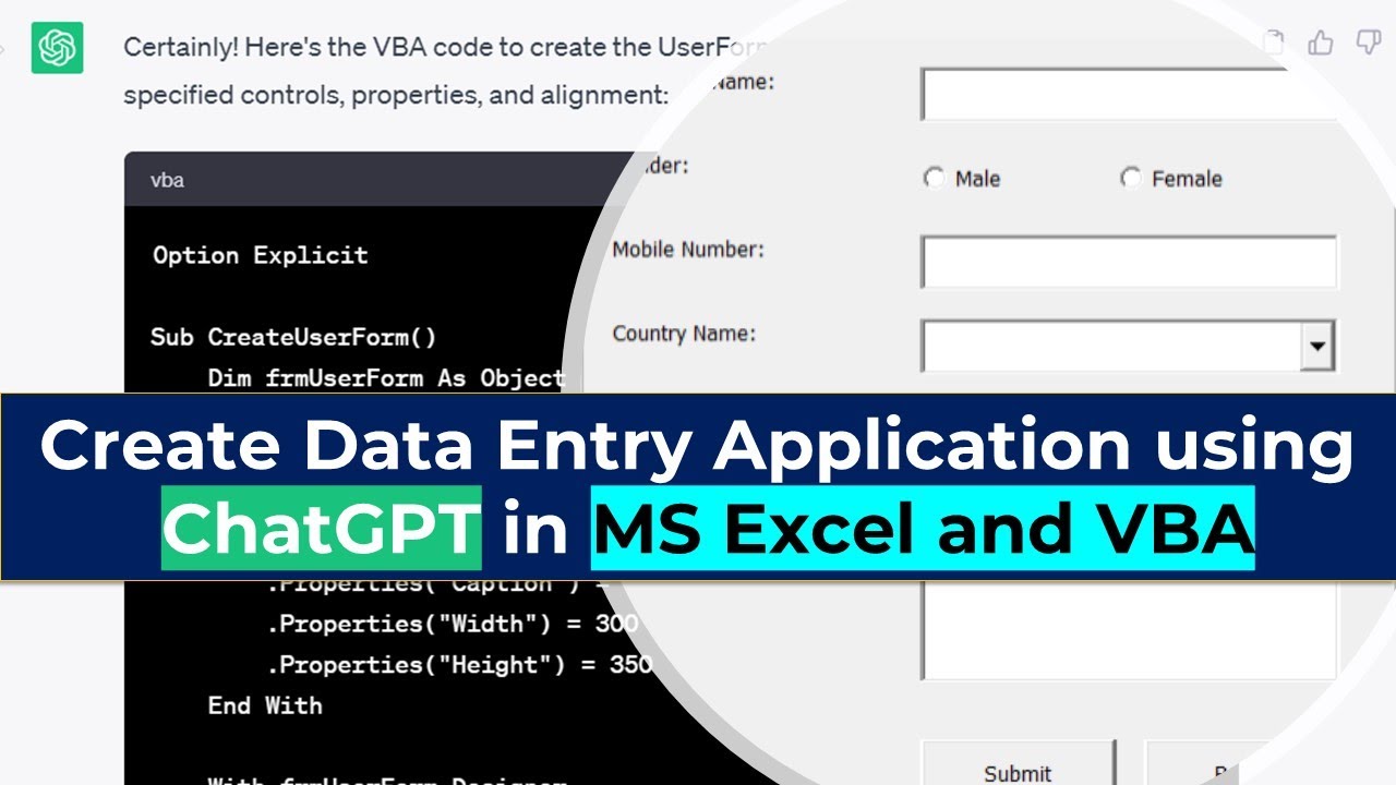Как создать приложение для ввода данных с помощью ChatGPT в MS Excel и VBA