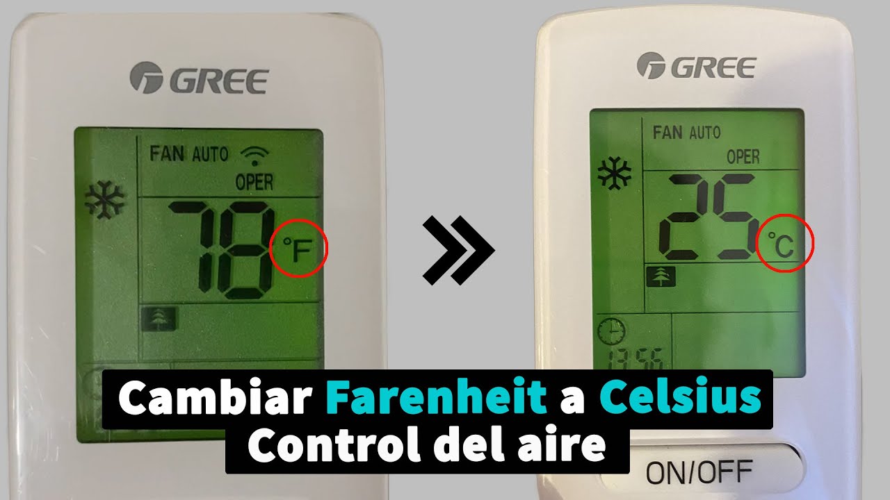 Cómo CAMBIAR tu CONTROL de grados Farenheit a Celsius / aire GREE y Mini Split Aurus