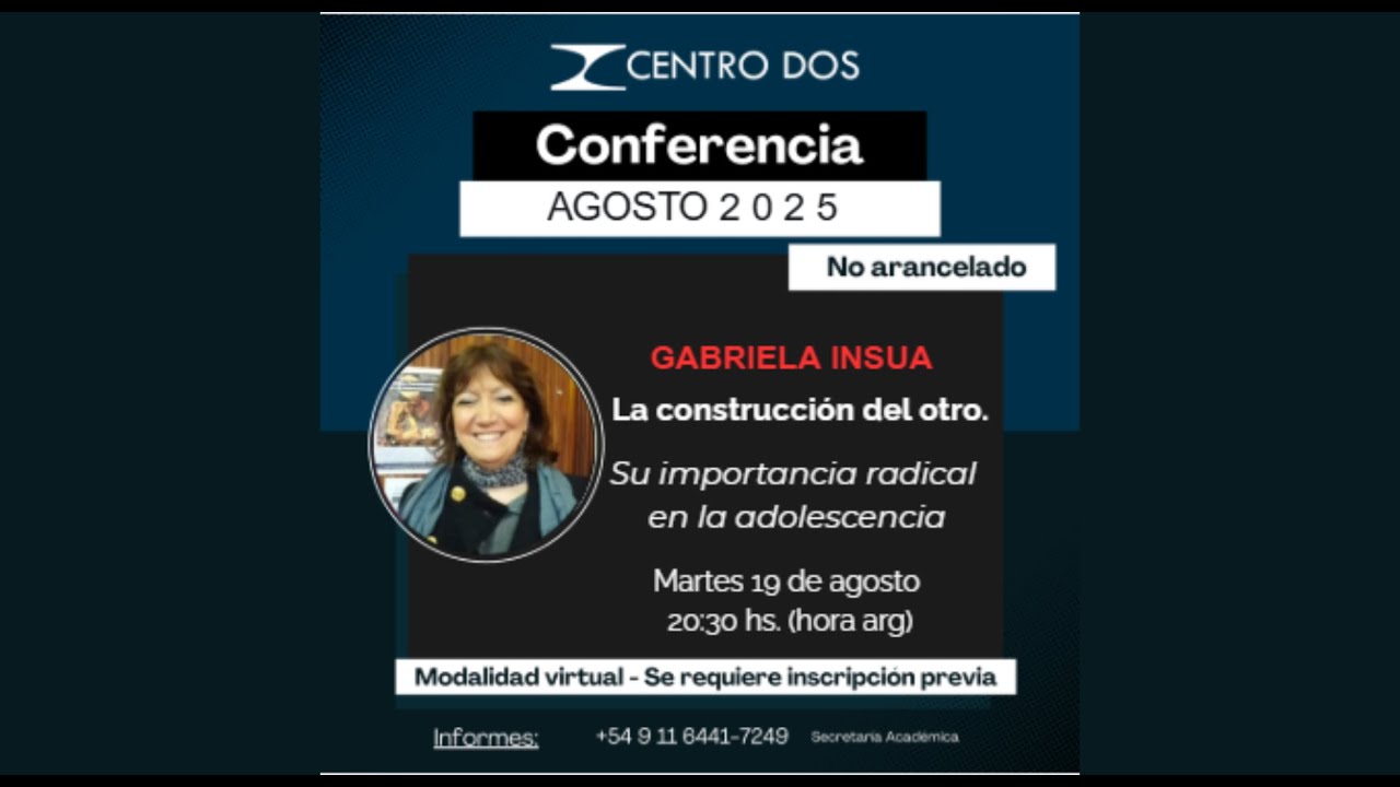 Conferencia: La construcción del otro. Su importancia radical en la adolescencia.  Gabriela Insua