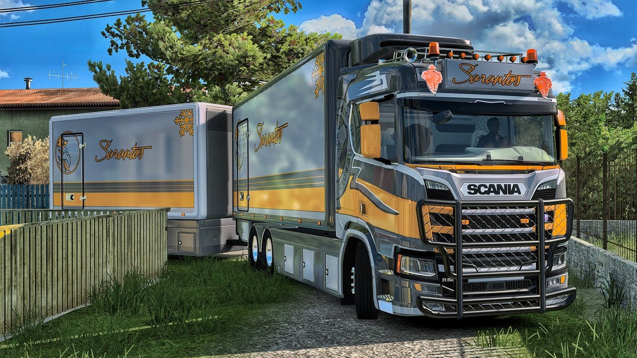 Through Narrow Country Roads Of Romania | Scania R580 | #ets2 1.54