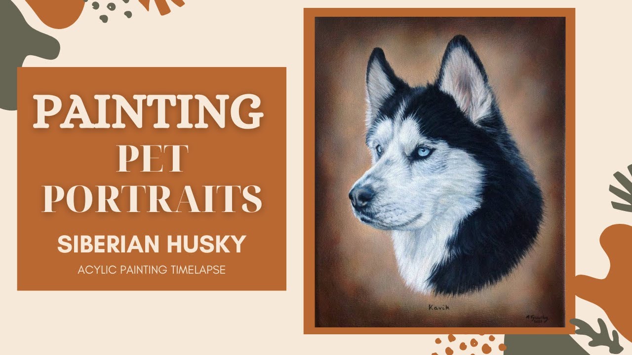 Painting a Husky in Acrylics | Dog Acrylic Painting Time-lapse