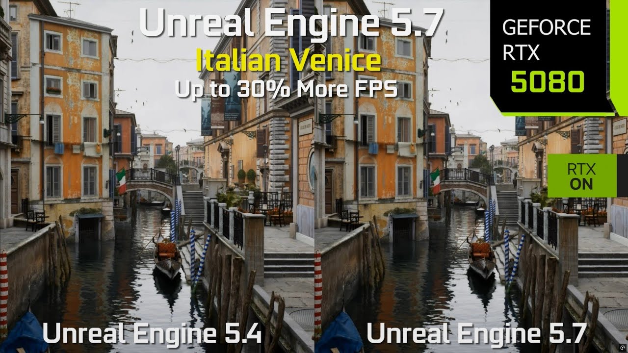 Unreal Engine 5.7 vs Unreal Engine 5.4 Comparison - Significant Performance Improvement | RTX 5080