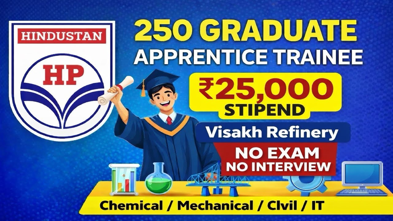 HPCL Graduate Apprentice 2026 🔥 250 Vacancies | ₹25,000 Stipend | No Exam | Apply Before March 10