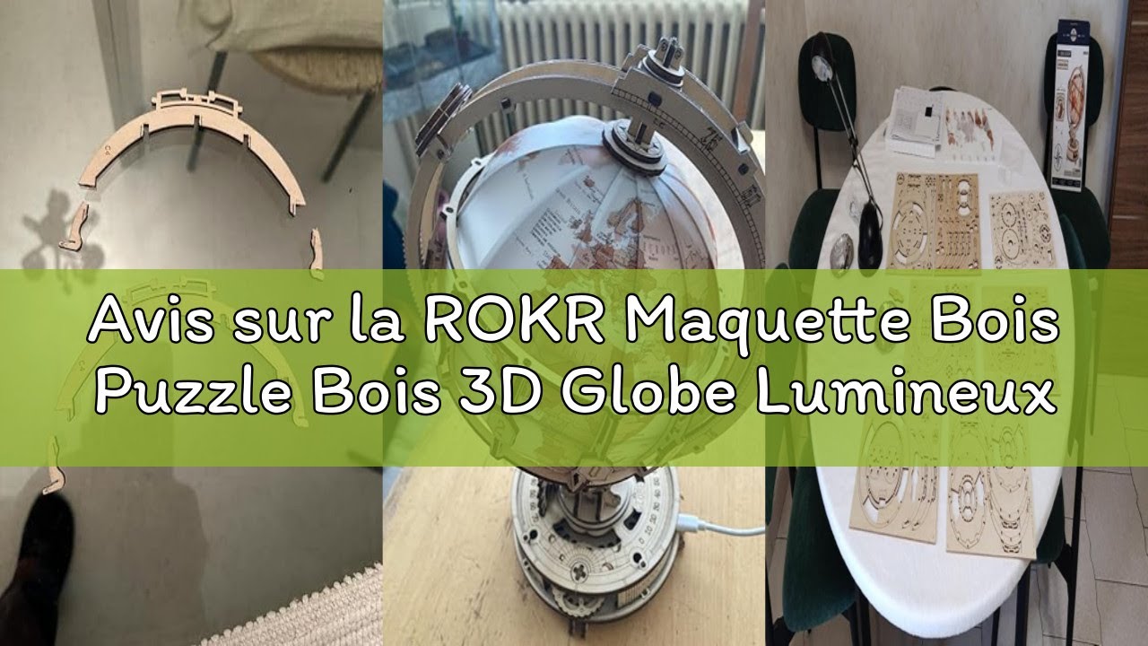 Avis sur la ROKR Maquette Bois Puzzle Bois 3D Globe Lumineux Adulte Construction Adulte, 180 Pièces,