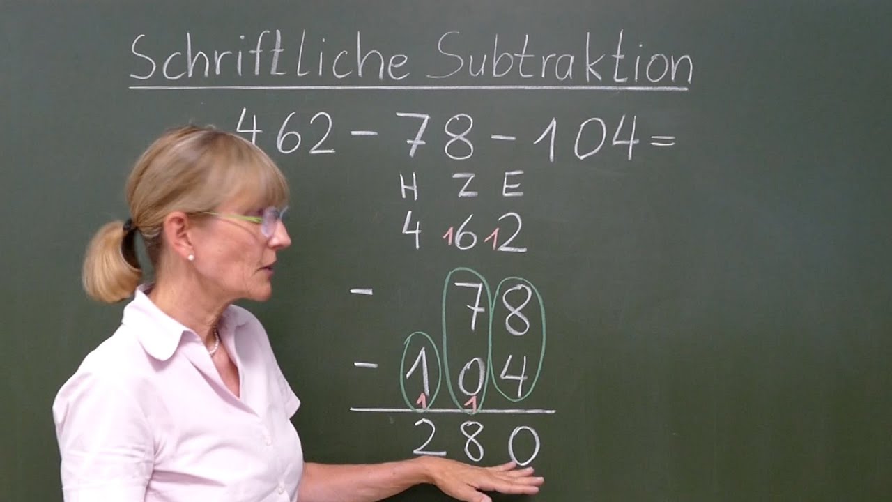 Schriftliche Subtraktion | Einführung mit Übertragszahlen | MatheAberKlar