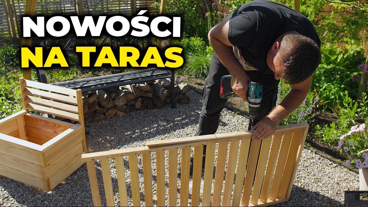 Piękny taras w ogrodzie. Drewniana zabudowa tarasu #taras
